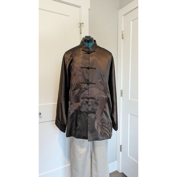 Bejing Nuoxinya Garment Factory Other - Vintage Mens Traditional Chinese Jacket Large Dragon Brown Satin House Coat